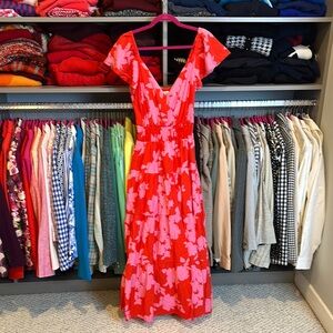 Rachel Zoe Red and Pink Floral Maxi Dress